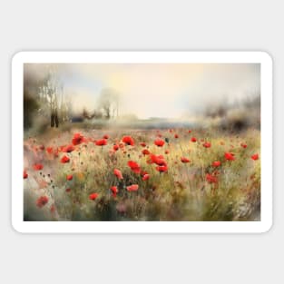 Watercolour Poppy Field Magnet